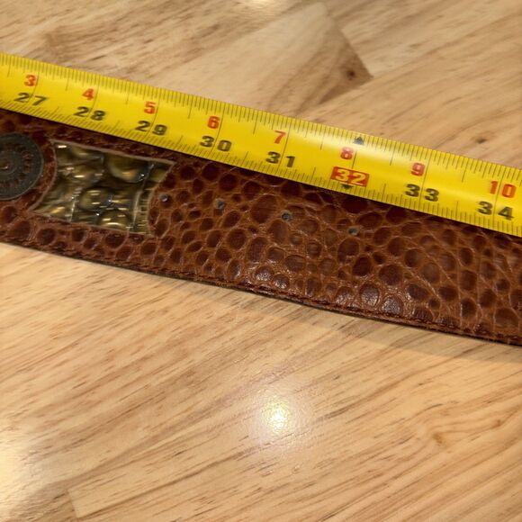 Vintage Aignon Spain Wide Leather Belt Medallions Boho Western Belt Size Large main image 5